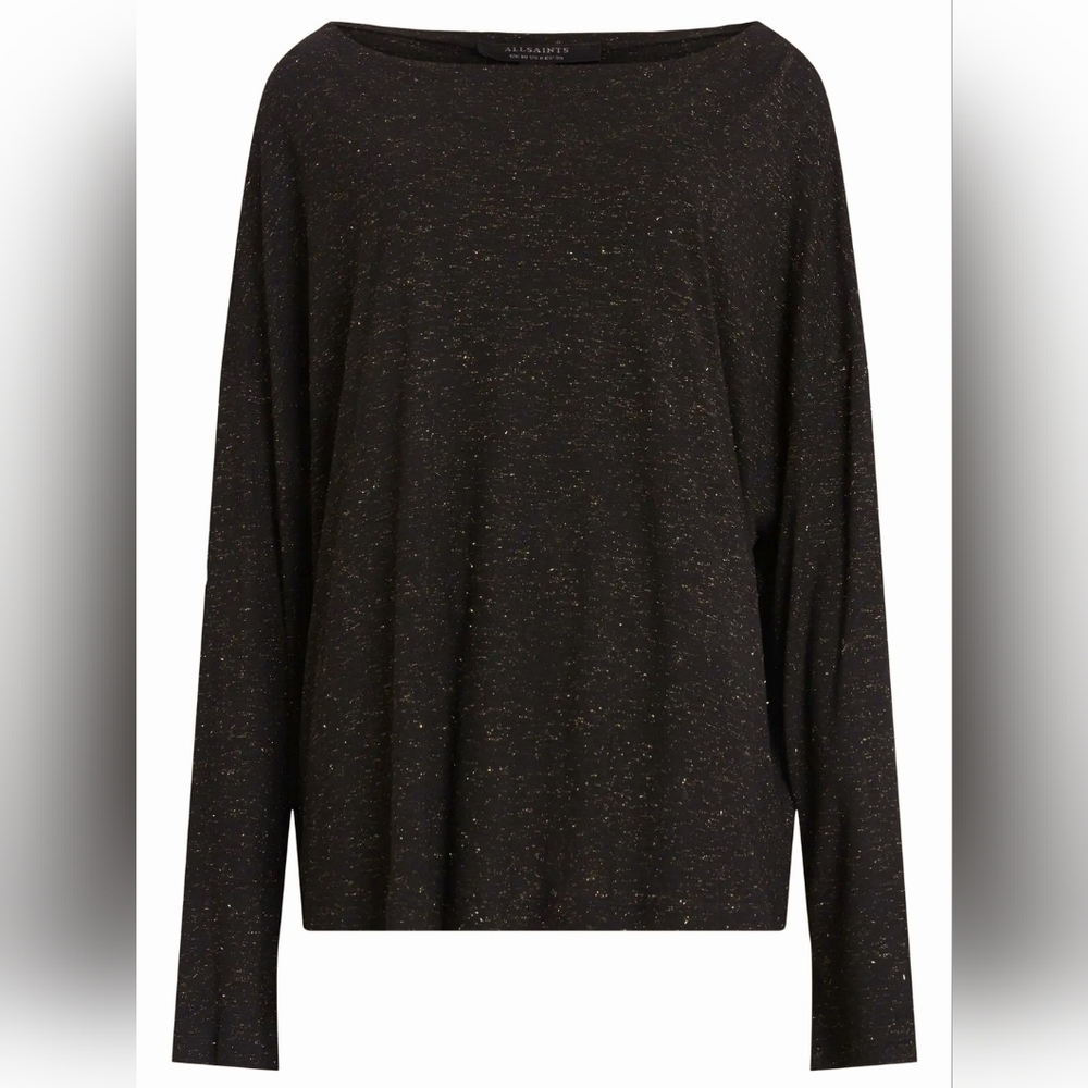 ALL SAINTS Rita Shimmer Long Sleeve Knit  Top